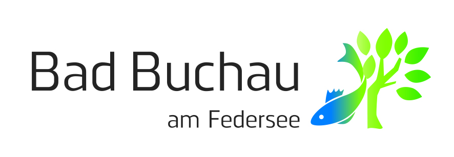  Logo Bad Buchau am Federsee in blau und grün mit Barsch und Buche 